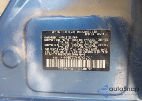 2014 Subaru Xv Crosstrek Hybrid 2.0I z USA, uszkodzony, nr VIN JF2GPBCC2EH284267